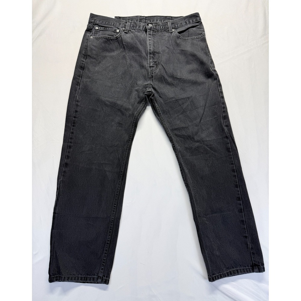 Levi's 505 Jeans Mens 38x30 Black Cotton Dark Wash Denim Straight Leg Streetwear